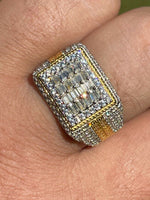 Load image into Gallery viewer, The Baguette Classic Iced Out Ring - 14k Gold Vermeil 925 Silver - Baguette CZ Stones - Great Mens Bust Down Hip Hop Ring
