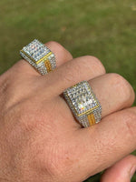 Load image into Gallery viewer, The Baguette Classic Iced Out Ring - 14k Gold Vermeil 925 Silver - Baguette CZ Stones - Great Mens Bust Down Hip Hop Ring
