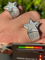 Load image into Gallery viewer, MOISSANITE Star Ring For Men - Passes Diamond Tester - Real Solid 925 Silver - Iconic Bust Down Hip Hop Rapper Ring
