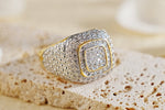Load image into Gallery viewer, Square Iced Out Diamond Ring 925 Silver With Gold Plated
