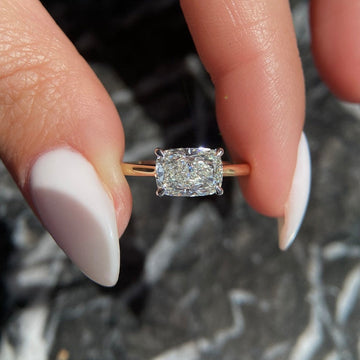 East to West Cushion Cut 2 Carat IGI Certified D Color VVS2 Clarity Lab Grown Diamond Solitaire Engagement Ring Handmade of Solid 14k Gold image 2