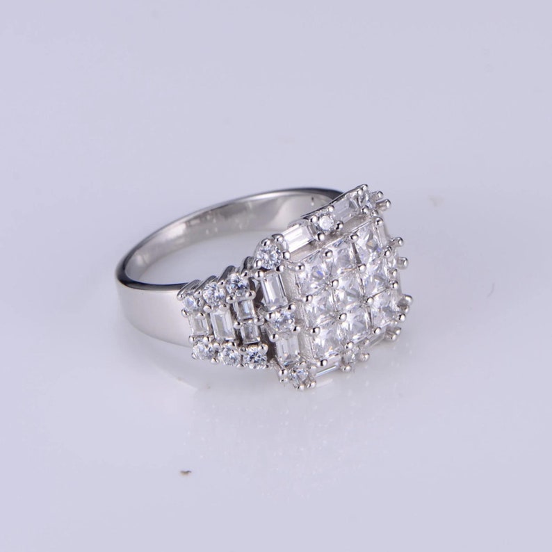 Princess Cut Iced Out Moissanite Hip Hop Ring 925 Silver Iced Out Ring