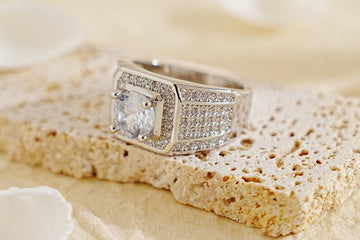 Trendy Versatile Full Diamond Ring for Men, Sparkling Moissanite Ring, Hip Hop Jewelry, Ice Out Ring, Birthday/Anniversary Gift for Husband