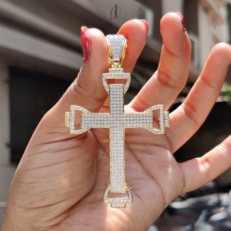 Moissanite Jesus Pendant, Moissanite Cross Pendant