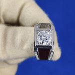 Load image into Gallery viewer, Luxury Moissanite Engagement Ring 1.18ct Round Cut Moissanite Men Ring

