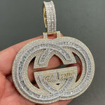 Load image into Gallery viewer, Custom Round Shape Moissanite Pendant Iced Out Pendant In 925 Silver &amp; Gold Finish
