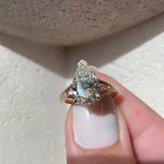 Load image into Gallery viewer, Large 3 carat Pear Shaped Moissanite Engagement Ring, 14k Gold Pear Cut Split Shank Engagement Wedding Ring Tear Drop Solitaire Diamond Ring image 7