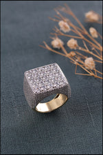 Load image into Gallery viewer, Iced Out Ring For Men Square Shape Yellow Gold Plated

