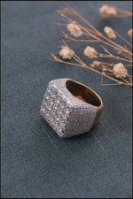 Load image into Gallery viewer, Iced Out Ring For Men Square Shape Yellow Gold Plated
