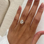 Load image into Gallery viewer, 2 Carat Oval Lab Diamond E VVS2 Thin Engagement Ring / Minimalist Marquise Band Engagement Ring in 14k Yellow Gold / Dainty 2ct Oval Ring image 2