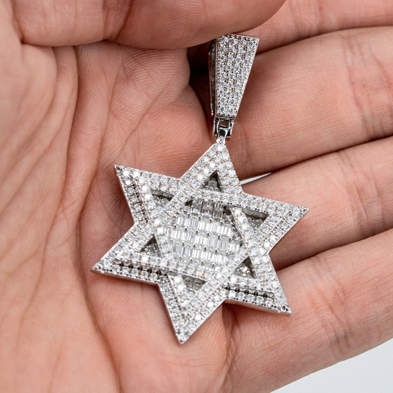 Hip Hop Pendant Silver, 4.24 ct Star 