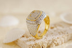 Load image into Gallery viewer, Square Iced Out Diamond Ring 925 Silver With Gold Plated
