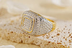 Load image into Gallery viewer, Square Iced Out Diamond Ring 925 Silver With Gold Plated
