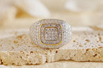 Load image into Gallery viewer, Square Iced Out Diamond Ring 925 Silver With Gold Plated
