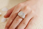 Load image into Gallery viewer, Square Iced Out Diamond Ring 925 Silver With Gold Plated
