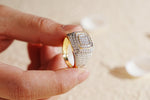 Load image into Gallery viewer, Square Iced Out Diamond Ring 925 Silver With Gold Plated
