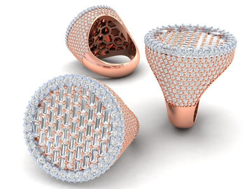 Iced Out Round Cut Halfway Baguette Set Ring