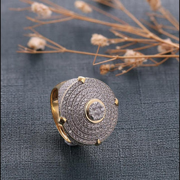 Hip Hop Ring In Yellow Gold Plated Ring