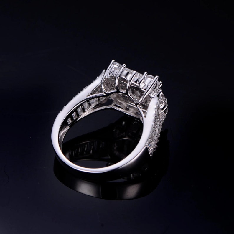 Princess Cut Iced Out Moissanite Hip Hop Ring 925 Silver Iced Out Ring
