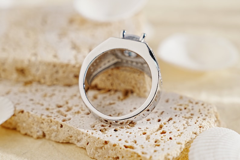 Trendy Versatile Full Diamond Ring for Men, Sparkling Moissanite Ring, Hip Hop Jewelry, Ice Out Ring, Birthday/Anniversary Gift for Husband