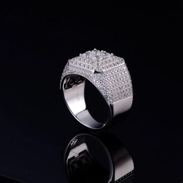 Large Octagon Moissanite Silver Ring