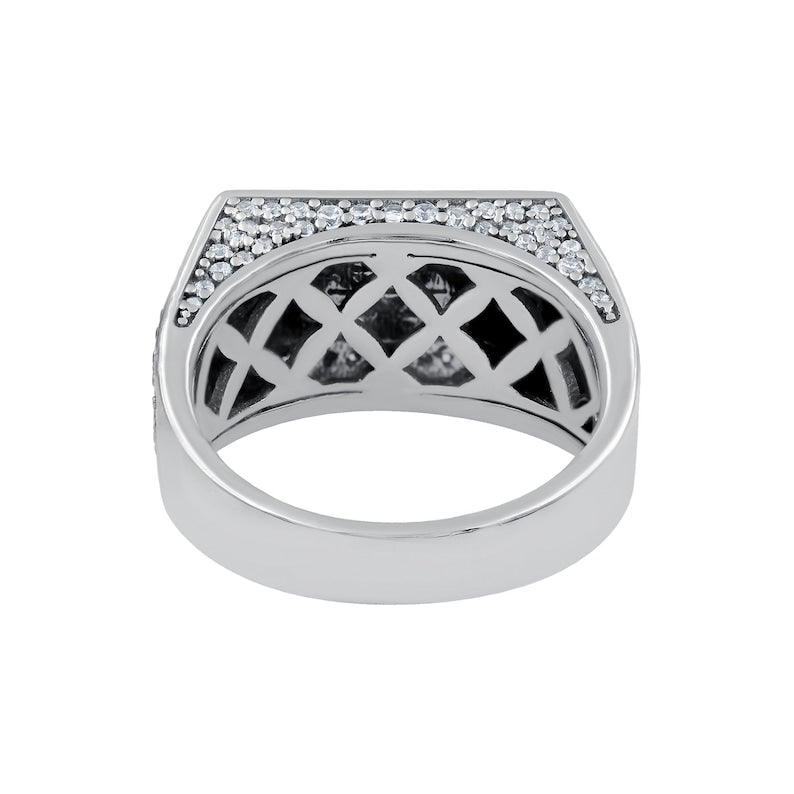 1.60 Cts Men's Iced Out Ring, Hip Hop Round & Baguette Cut Moissanite