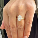 Load image into Gallery viewer, Oval Shape Moissanite Engagement Ring Solitaire Four Prong Set Bridal Wedding Ring For Her Minimalist Design 14k Solid Yellow Gold 3.00ct image 2