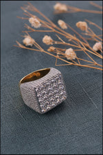 Load image into Gallery viewer, Iced Out Ring For Men Square Shape Yellow Gold Plated
