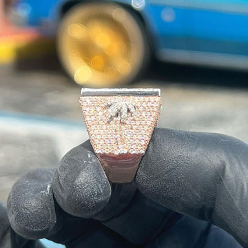Iced Out Diamond Ring M Letter Rose Gold Ring