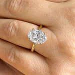 Load image into Gallery viewer, Oval Shape Moissanite Engagement Ring Solitaire Four Prong Set Bridal Wedding Ring For Her Minimalist Design 14k Solid Yellow Gold 3.00ct