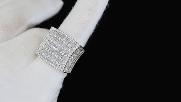 Diamond Ring For Men 925 Silver Baguette Ring