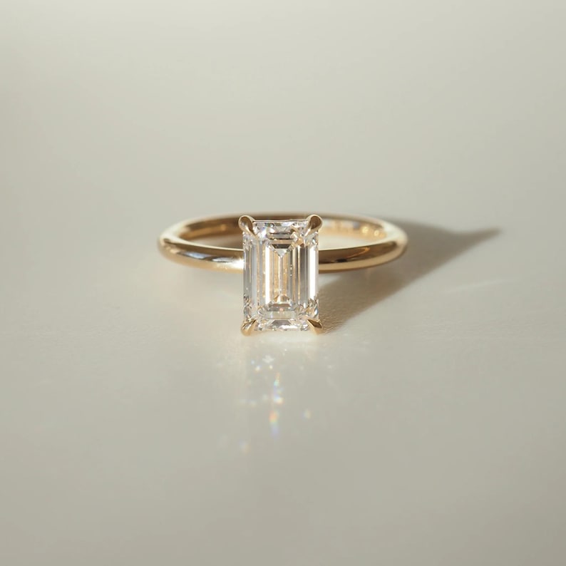 1.53 Ct Emerald Cut Moissanite Engagement Ring, Emerald Cut Ring, Moissanite Engagement Ring, Solitaire Emerald Cut Ring image 7