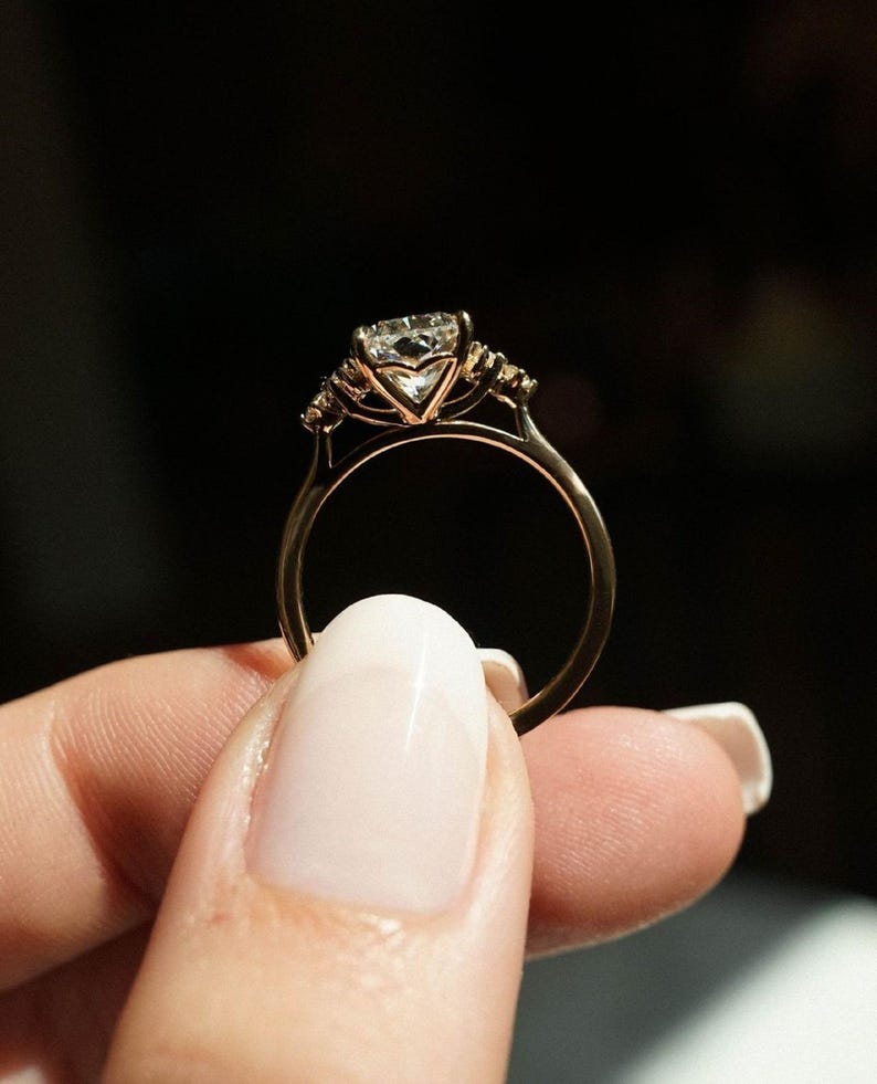 3.02 Ct Cushion Cut Moissanite Engagement Ring, Cushion Cut Ring, Elongated Cushion, Cushion Cut Ring for Her image 4