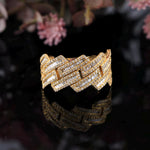 Load image into Gallery viewer, Silver And Yellow Gold Cuban Ring | 1.40 Carat Cuban Diamond Ring | Baguette &amp; Round Diamond Cuban Ring

