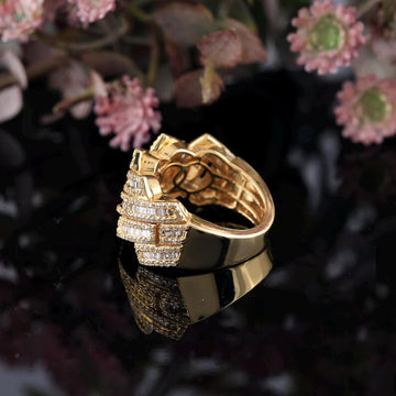 Silver And Yellow Gold Cuban Ring | 1.40 Carat Cuban Diamond Ring | Baguette & Round Diamond Cuban Ring