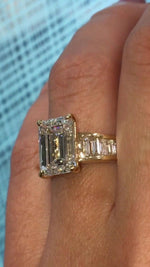 Load image into Gallery viewer, 4.00CT Moissanite Engagement Ring for her, Emerald Cut anniversary Ring in 14k Solid Gold, Emerald Solitaire Gold Promise Ring for women . image 6