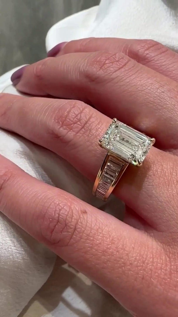 4.00CT Moissanite Engagement Ring for her, Emerald Cut anniversary Ring in 14k Solid Gold, Emerald Solitaire Gold Promise Ring for women . image 3