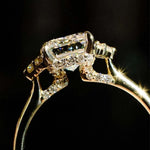 Load image into Gallery viewer, Marvellous!! Emerald Cut Moissanite Ring • Genuine Solid Gold Engagement Ring • Brilliant Round Cut • Three Stone Moissanite Diamond Ring image 3