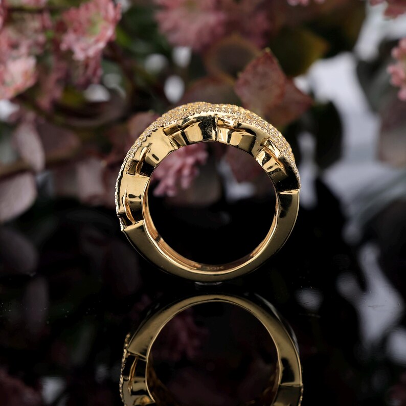 Silver And Yellow Gold Cuban Ring | 1.40 Carat Cuban Diamond Ring | Baguette & Round Diamond Cuban Ring