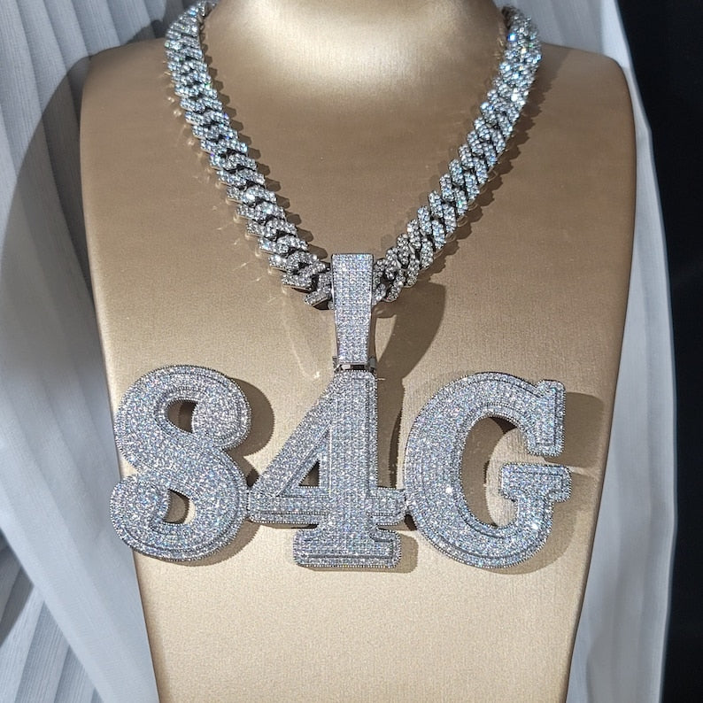 S4G Hip Hop Custom Large Name Pendant, Iced Out Diamond Nameplate Necklace