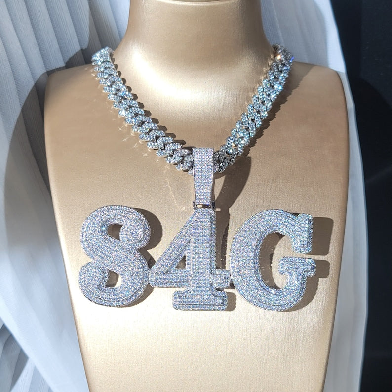 S4G Hip Hop Custom Large Name Pendant, Iced Out Diamond Nameplate Necklace