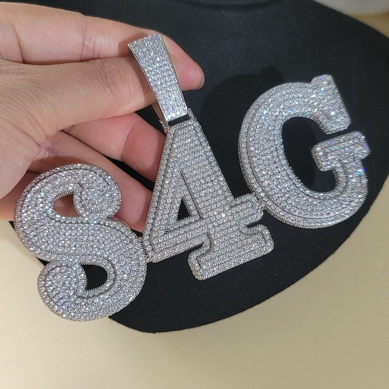 S4G Hip Hop Custom Large Name Pendant, Iced Out Diamond Nameplate Necklace