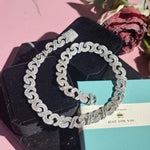 Load image into Gallery viewer, 12mm Silver Iced Out Infinity Chain,Baguette Hip Hop Necklace Chain for Women,Personalized Size Chain 16/18/20/22/24inch,Custom Gift for Her