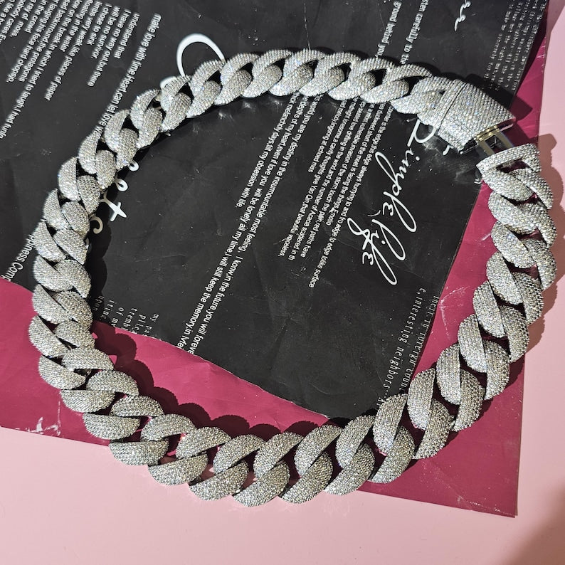 Iced Out 24mm Miami Cuban Link Chain,Mirco Pave Diamond Necklace,Hip Hop Jewelry image 11