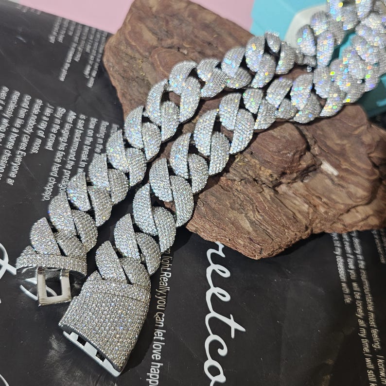 Iced Out 24mm Miami Cuban Link Chain,Mirco Pave Diamond Necklace,Hip Hop Jewelry image 5