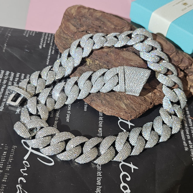 Iced Out 24mm Miami Cuban Link Chain,Mirco Pave Diamond Necklace,Hip Hop Jewelry image 6