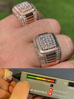 Load image into Gallery viewer, Mens Iced Out Ring Rose Gold Square Iced Out Ring
