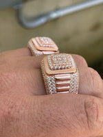 Load image into Gallery viewer, Mens Iced Out Ring Rose Gold Square Iced Out Ring
