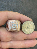 Load image into Gallery viewer, Mens Iced Out Ring Rose Gold Square Iced Out Ring
