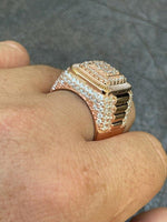 Load image into Gallery viewer, Mens Iced Out Ring Rose Gold Square Iced Out Ring
